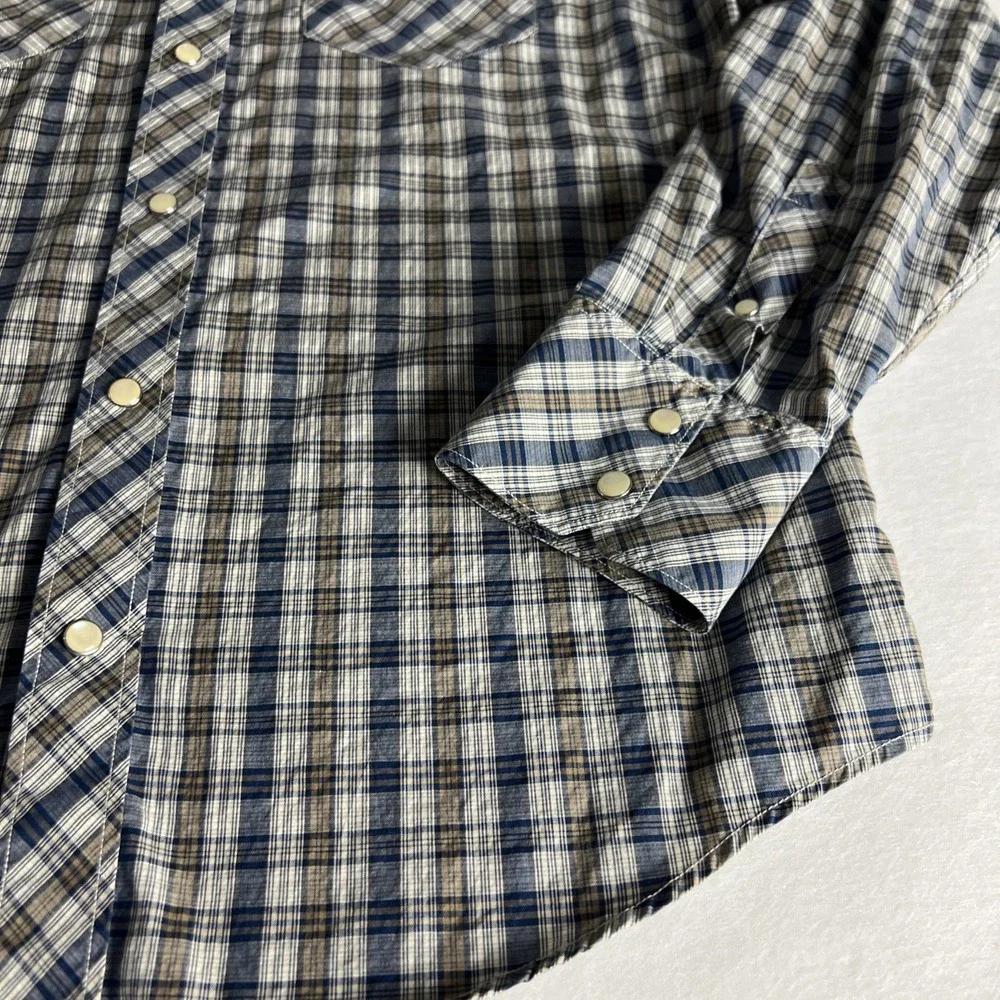 Banana Republic Men's Shirt Size Medium Slim Fit 2 Pockets Snaps Cotton Plaid C5